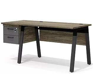 Стол прямой с подвесной тумбой на металлокаркасе (левый)