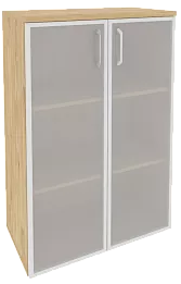 Офисный шкаф средний широкий со стеклом в раме