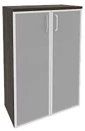 Офисный шкаф средний широкий со стеклом в раме