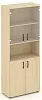 Офисный шкаф высокий широкий (2 низких фасада, задняя стенка ЛДСП+ 2 низких фасада стекло прозрачное)