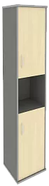 Офисный шкаф узкий закрытый + открыт. полка, Л/Пр.