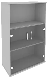 Офисный шкаф средний со стеклом и открытой полкой