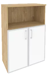 Офисный шкаф средний широкий с белым стеклом в раме