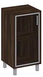 Офисный шкаф низкий ЛЕВЫЙ, стеклянная дверь в алюминиевой раме