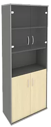 Офисный шкаф комбинир. со стеклом + открытая полка