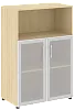 Офисный шкаф средний полузакрытый двери стекло в раме