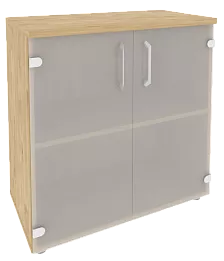 Офисный шкаф низкий широкий со стеклом