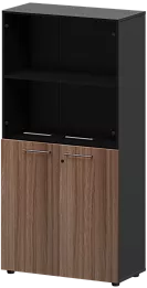 Офисный шкаф высокий комбинированный со стеклом