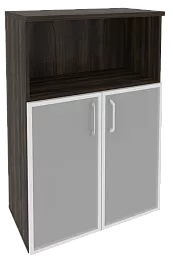 Офисный шкаф средний широкий со стеклом в раме