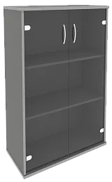 Офисный шкаф средний широкий со стеклом