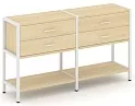 Двухсекционный стеллаж двухярусный с ящиками