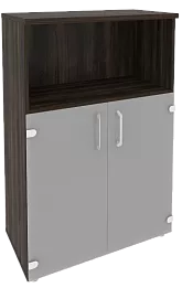 Офисный шкаф средний широкий со стеклом