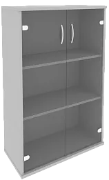 Офисный шкаф средний широкий со стеклом