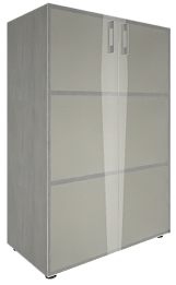 Офисный шкаф средний закрытый двери стекло