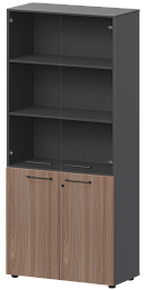 Офисный шкаф высокий закрытый с стеклом