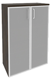 Офисный шкаф средний широкий со стеклом в раме