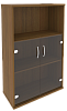Офисный шкаф средний со стеклом и открытой полкой