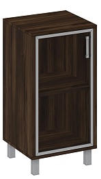 Офисный шкаф низкий ЛЕВЫЙ, стеклянная дверь в алюминиевой раме