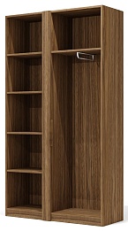 Офисный шкаф высокий со стеклом (полки ЛДСП) с гардеробом