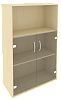 Офисный шкаф средний со стеклом и открытой полкой