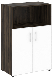 Офисный шкаф средний полузакрытый двери стекло в раме (стекло Белое / Черное)