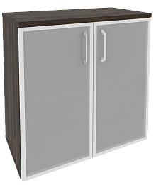 Офисный шкаф низкий широкий со стеклом в раме